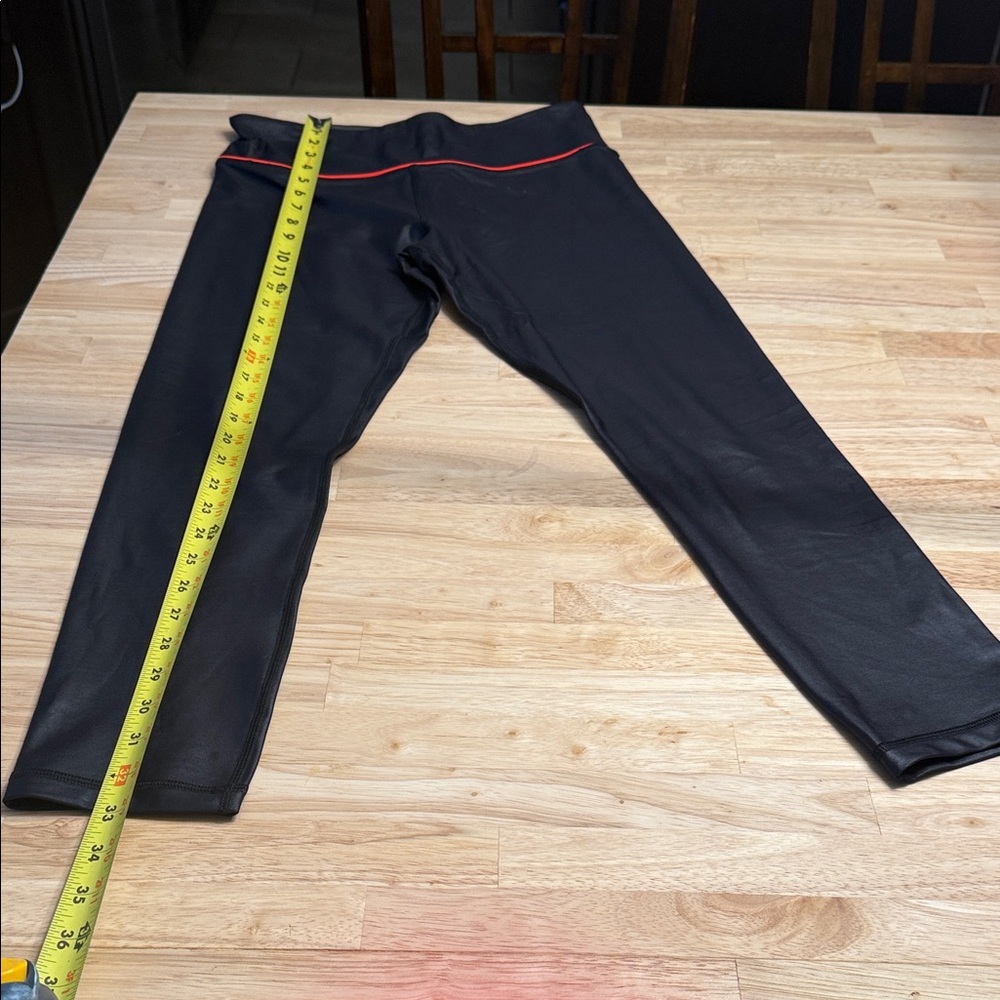 Zyia Black Metallic Leggings with Red Accent
